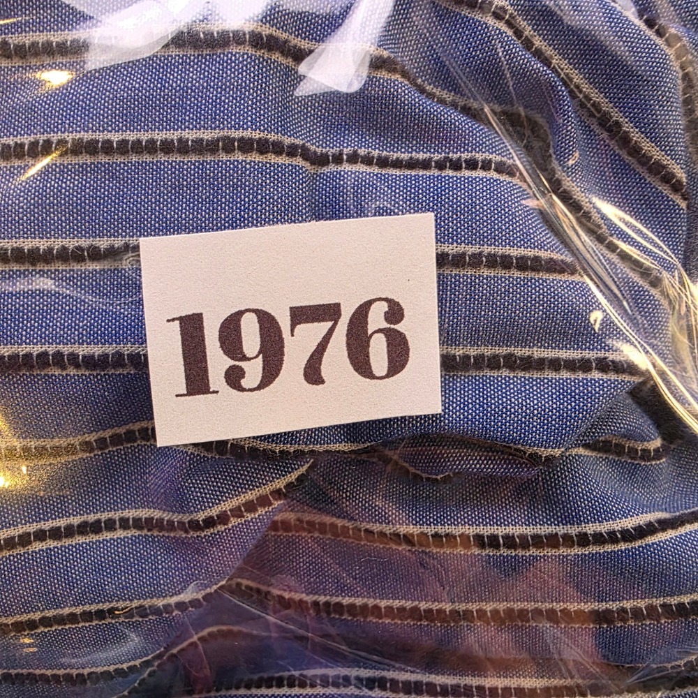 Just Bee Queen Blue Striped Ruched Crop Top Portrait Collar XS New Nautical - Picture 10 of 10